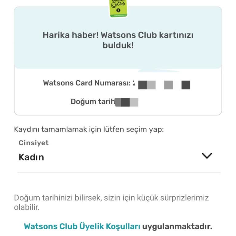 Watsons Uygulama Üyelik Sorunu
