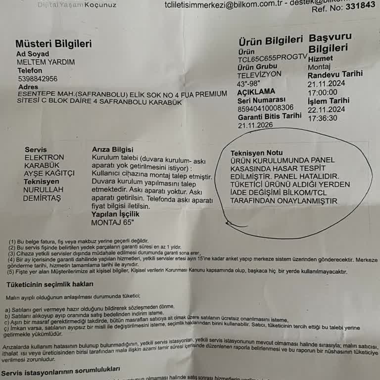 Teknosa'nın Değişim Talebini Reddetmesi Ve Müşteri Mağduriyeti