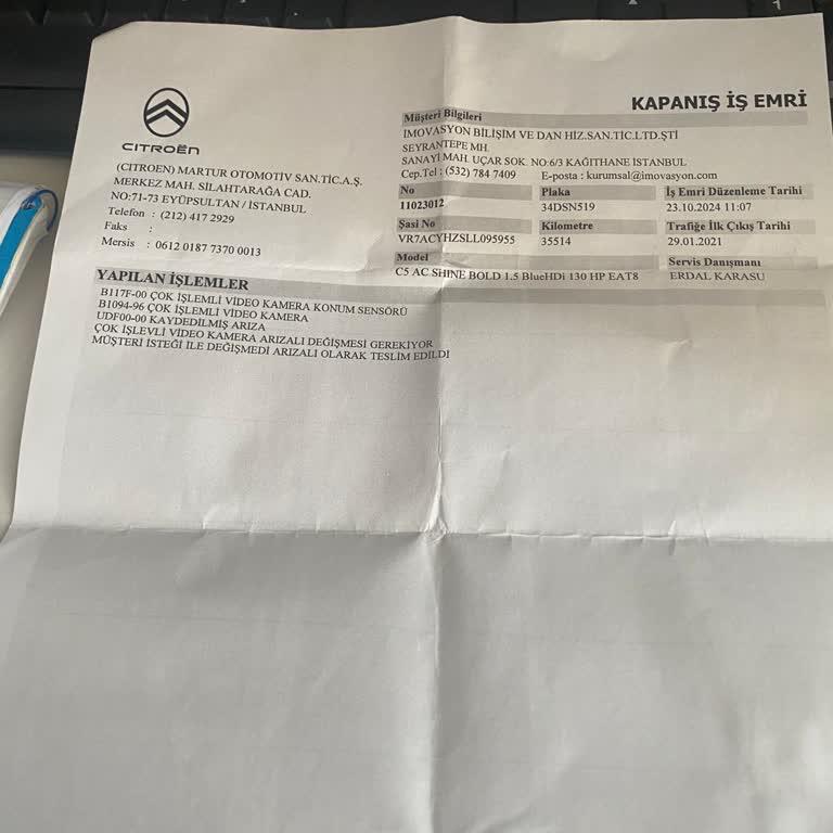 Citroen Araçta Kamera Arızası Ve Yetersiz Çözüm