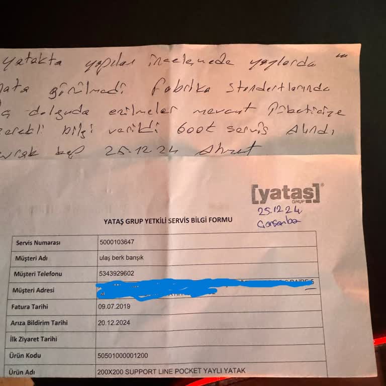 Yataş Yatakta Çökme Ve Müşteri Hizmetleri Sorunu