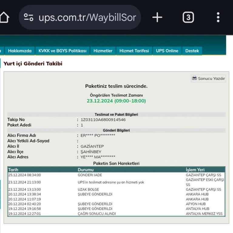 UPS Teslimat Sorunu Ve Müşteri Hizmetleri Saygısızlığı