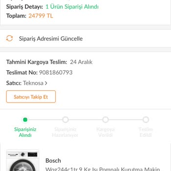 Trendyol'dan Kurutma Makinesi Siparişimde Yaşanan Sorunlar