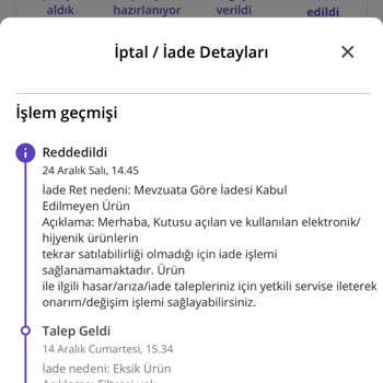 Eksik Ürün Ve İade Sorunu: Mağduriyetin Çözülmesini İstiyorum