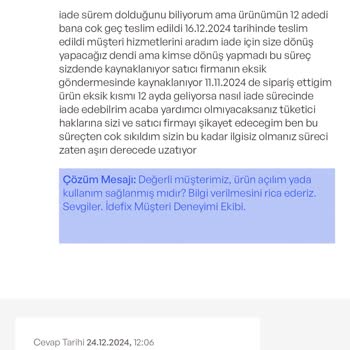 Eksik Ve Kusurlu Ürün Teslimatı Sorunu