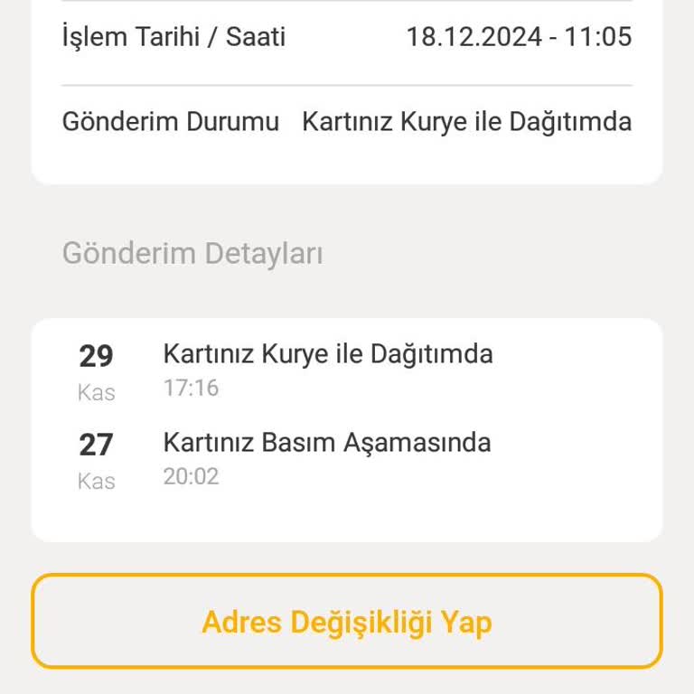 Kredi Kartı Teslimatında Adres Değişikliği Ve Gecikme Sorunu