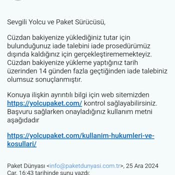 Para İadesi Yapılmayan Kuryecilik Mağduriyeti