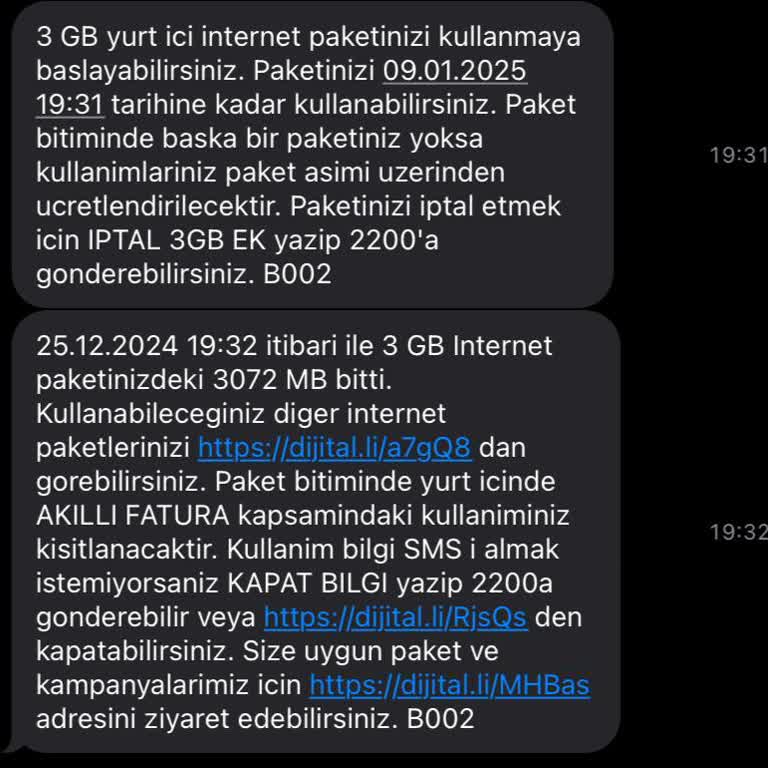 Ek Paket Kullanımında Anormal Veri Tüketimi