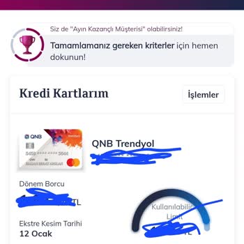 QNB Trendyol Kredi Kartı Teslimatında Sorumsuzluk