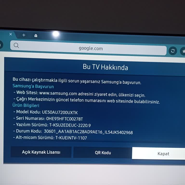 Samsung Televizyonda Tarayıcı Güncellemesi Sonrası Video Sorunu
