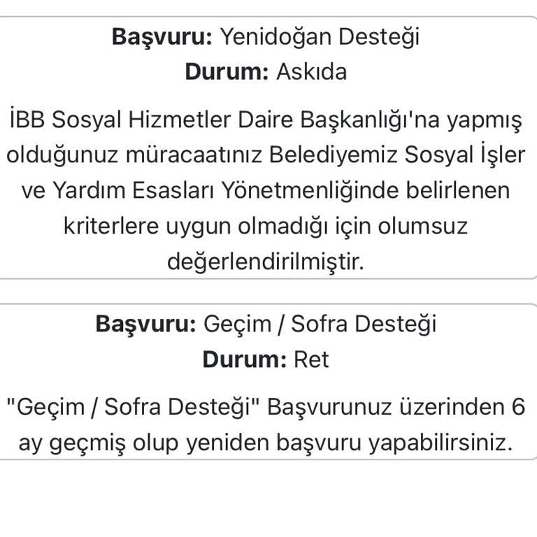 Yenidoğan Destek Paketi Başvurumun Haksız Reddi