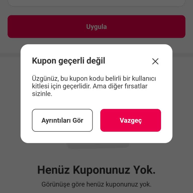 Yemeksepeti İndirim Kuponu Kullanılamıyor