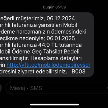 Vodafone'un Haksız Geç Ödeme Bedeli Uygulaması