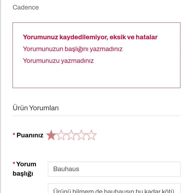 Bauhaus Online Alışverişte Hayal Kırıklığı