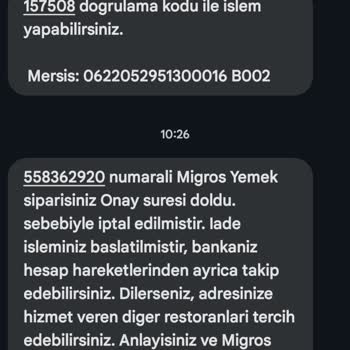 Migros Yemek Siparişlerinde Onay Süreci Sorunu