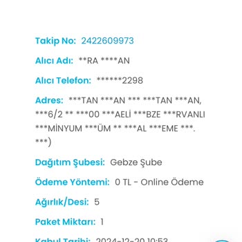 Kargoist Gebze Şubesi'nde Bekleyen Siparişe Acil Destek Talebi