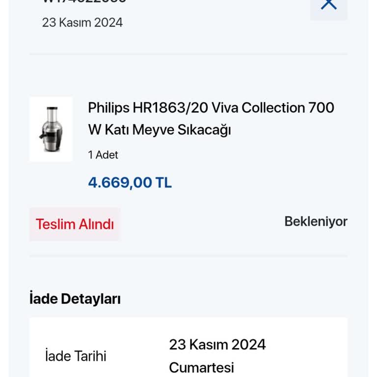 Philips Meyve Sıkacağı İade Sürecinde Yaşanan Sorunlar