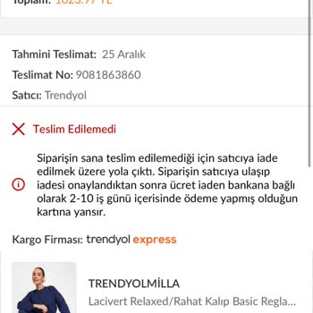 Trendyol Milla Siparişimde Yaşadığım Dağıtım Sorunu Ve Mağduriyet
