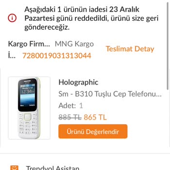 Trendyol'dan Aldığım Telefonun Şebeke Sorunu Ve İade Süreci Sorunu