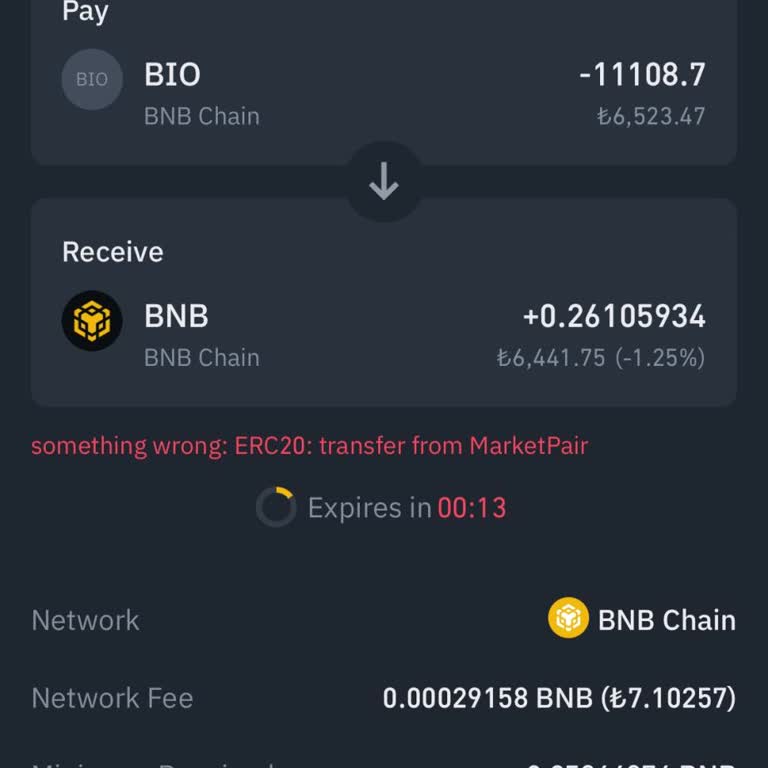 Binance Global'de ERC20 Hatası: BIO Token Satışı Yapılamıyor