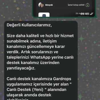 Gardrops'ta İptal Sorunu Ve Yanıtsız Destek