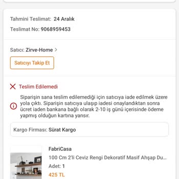 Sürat Kargo Dilovası Şubesi İle Teslimat Sorunu