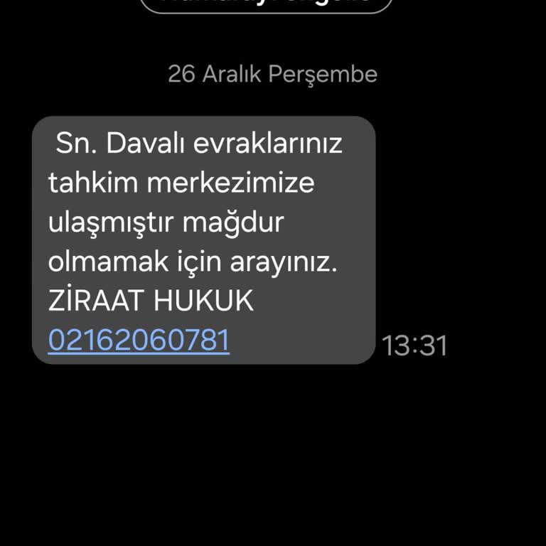Bilinmeyen Mesajla Gelen Hukuki Tehdit