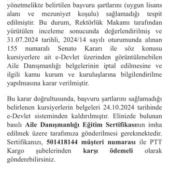 Sertifika İptali Nedeniyle Yaşanan Mağduriyet