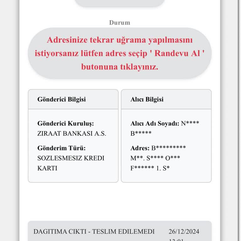 Ziraat Kartı Teslim Edilemiyor Ve İletişim Sorunu
