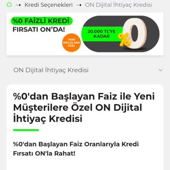 On Dijital Bankacılık Faizsiz Kredi Vaadi!