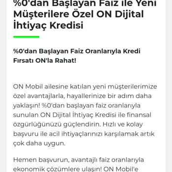 On Dijital Bankacılık Faizsiz Kredi Vaadi!
