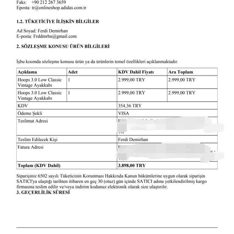 Adidas.com.tr'den Alışverişte İade Sorunu Ve Mağduriyet