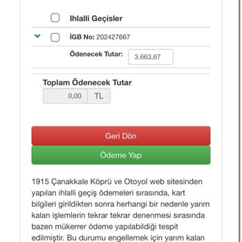 Çanakkale Otoyol Ücreti Ödeme Sorunu