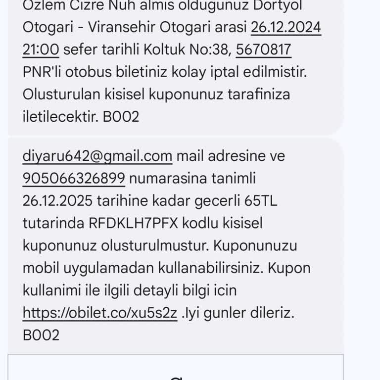 İptal Edilen Bilet İçin Yetersiz İade