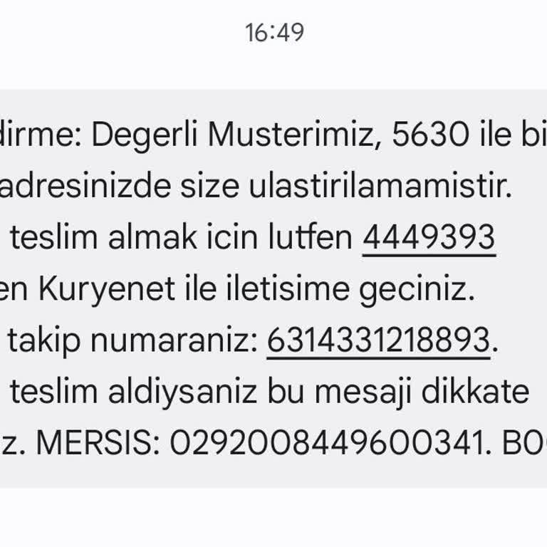 Kurye Tarafından Teslim Edilmeyen Kartlar