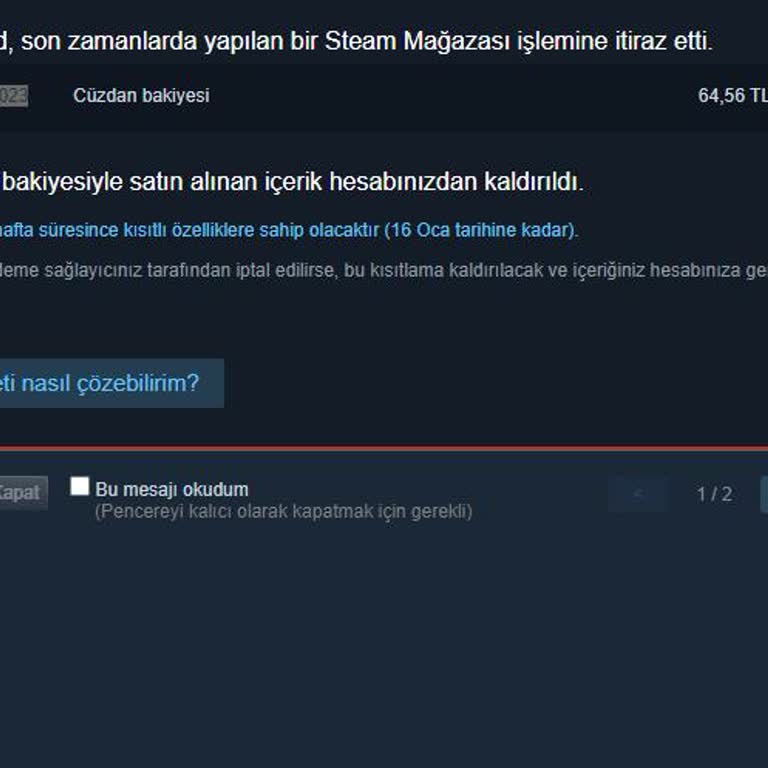 Mastercard'ın Hatalı İtirazı: Steam Alışverişimde Sorun Yaşıyorum