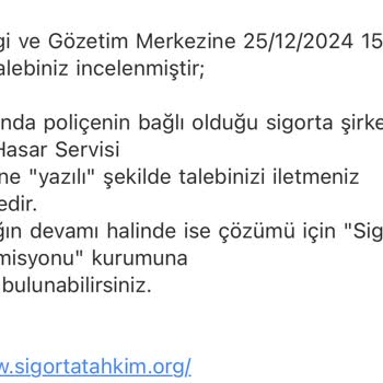 Sigorta Hasar Kayıt Hatası Ve Çözüm Beklentisi