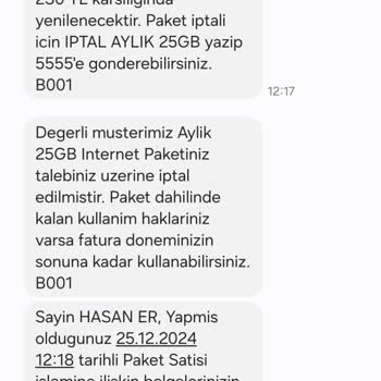 İptal Edilmeyen Ek Paket Sorunu