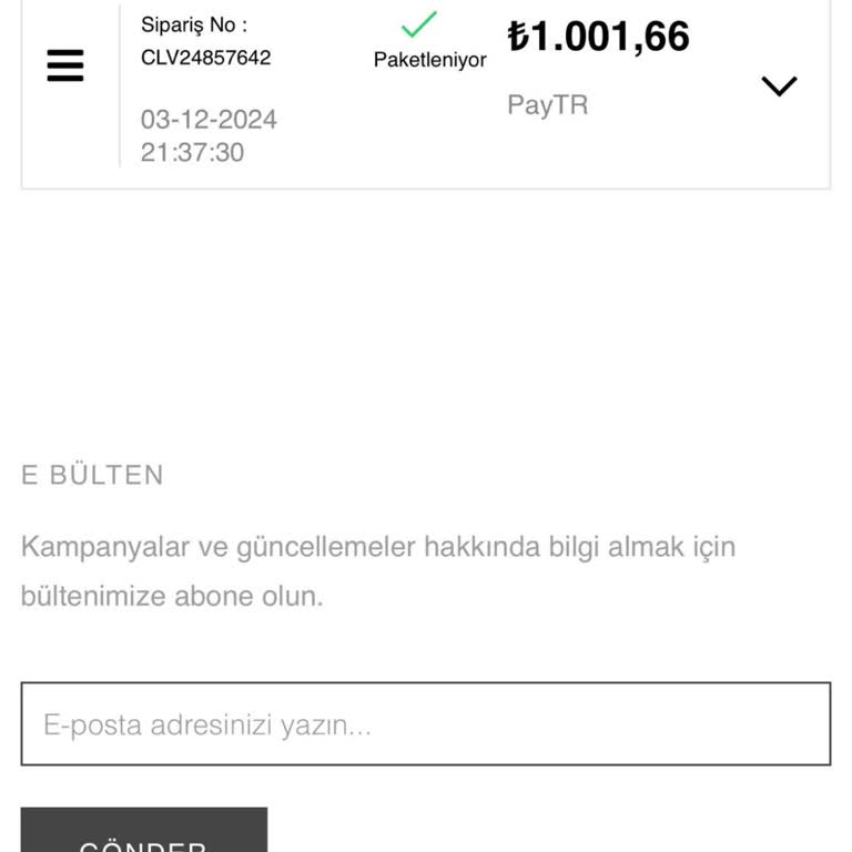 Tektaş Siparişimde Teslimat Sorunu Ve İletişim Eksikliği