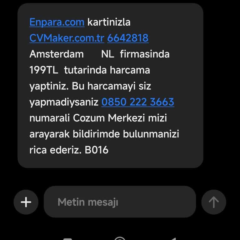 CV Maker Ücreti Sonrası Kart Bilgilerimin Kopyalanması