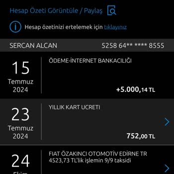 Yıllık Kart Aidatı İadesi Sorunu
