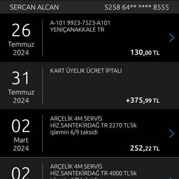 Yıllık Kart Aidatı İadesi Sorunu