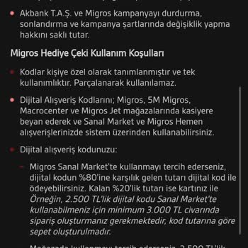 Migros Kampanya Koşullarının Yerine Getirilmemesi