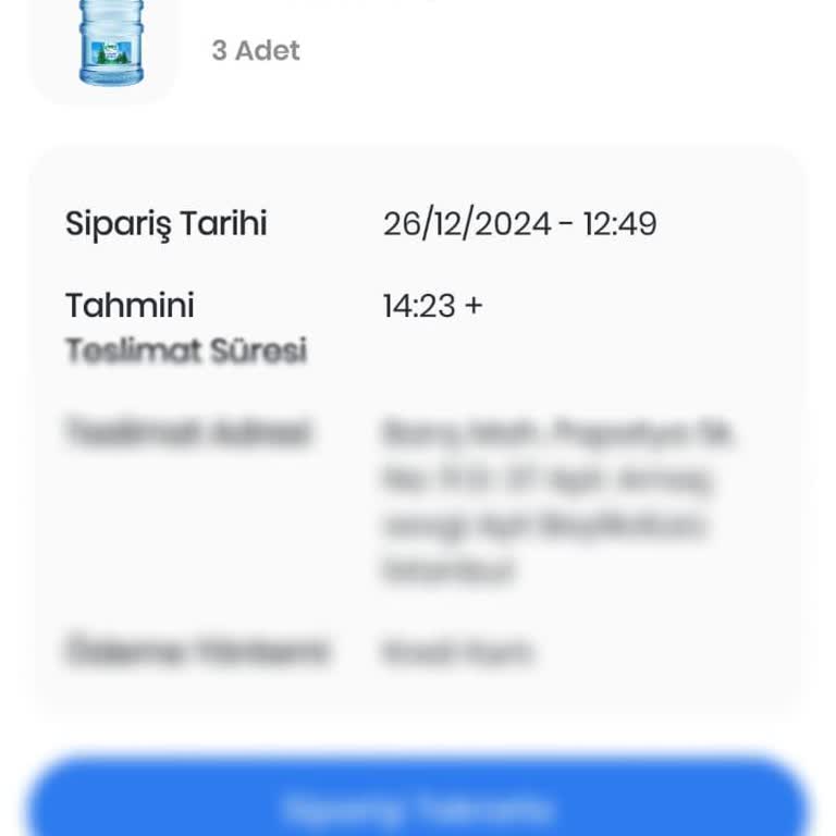 Su Siparişi Teslimatında Gecikme