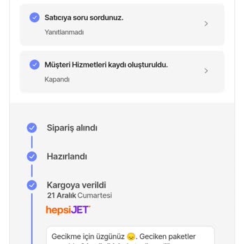 Hepsijet Kaybolan Kargo Ve Yetersiz Müşteri Hizmetleri!