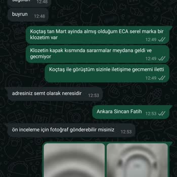 ECA Klozet Kapak Sararması Ve Yetersiz Servis Desteği