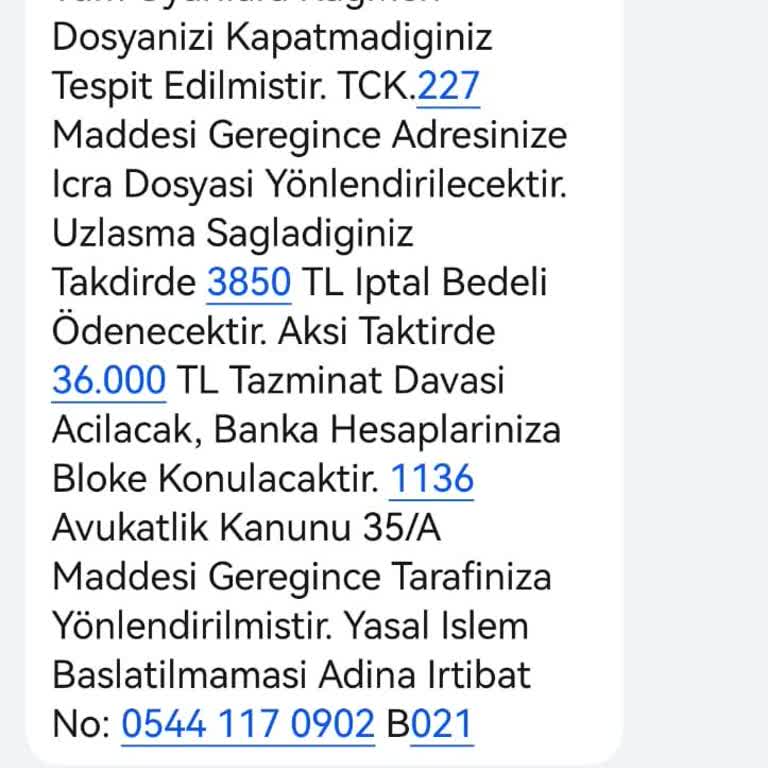 Yanıltıcı Mesaj Ve Hukuki Tehditler