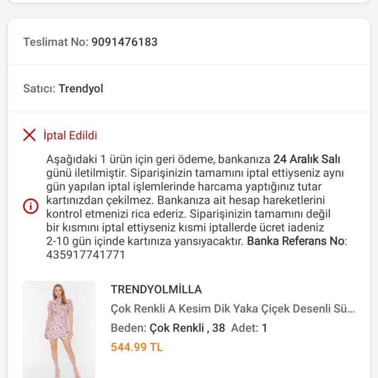 İptal Edilen Siparişin Ücreti Hala İade Edilmedi