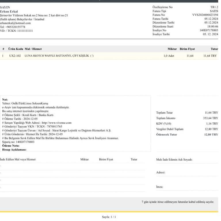 Vivense'den Eksik Teslimat Sorunu