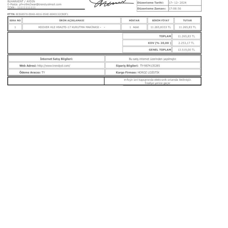 Hoover Kurutma Makinesi Kurulum Sorunu