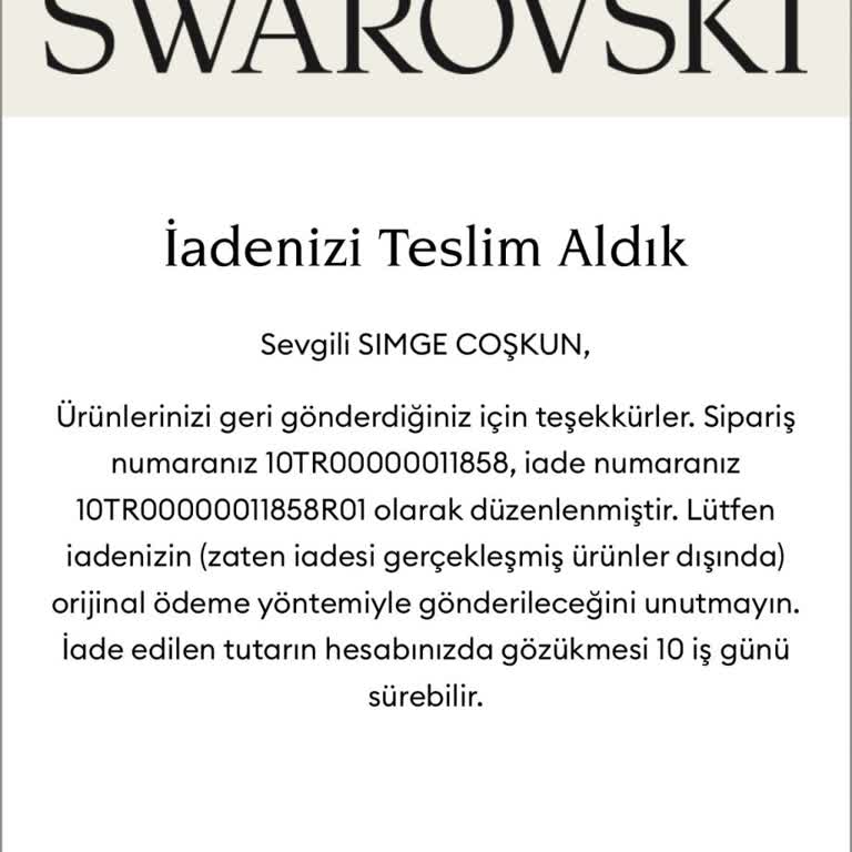 Swarovski İade Sürecinde Büyük Hayal Kırıklığı